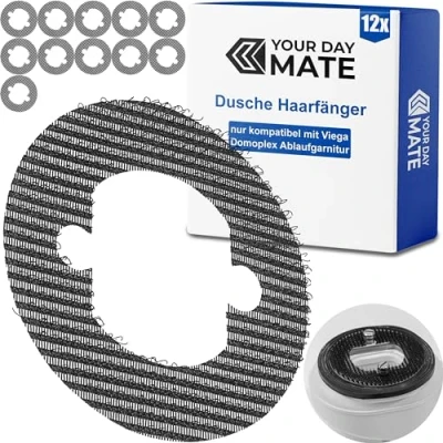 Afbeelding van Haarvanger, 12 stuks, compatibel met Viega Domoplex doucheafvoer, wegwerpfilter voor douche, haarfilter douche zonder lijm, filterinzetstuk douchebak