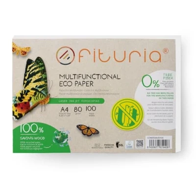 Afbeelding van Ofituria 100 vellen gerecycled papier, A4, 80 g, 250 vellen, 100% gerecycled, natuurlijke kleur, geschikt voor laser en inkjetprinters