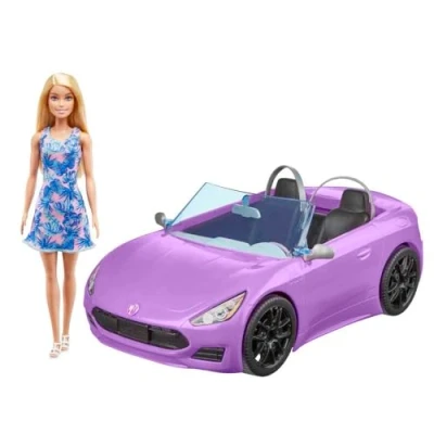 Afbeelding van Pop Barbie And Her Purple Convertible