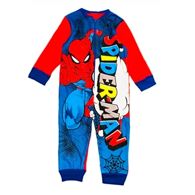 Afbeelding van Marvel Spiderman Fleece overall voor jongens of meisjes, all in one pyjama, pyjama kinderen, leeftijd 3 10 jaar, Blauw
