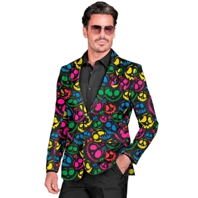 Afbeelding van Widmann Halloween Kostuum Neon Ghost Awakening Colbert Man Multicolor XL Carnavalskleding Verkleedkleding