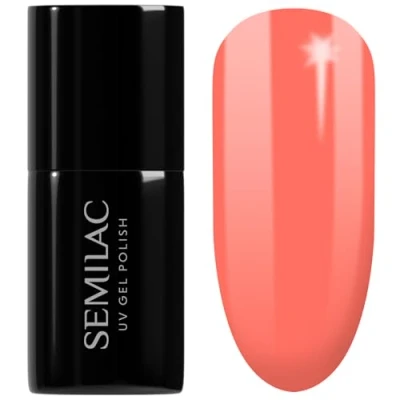 Afbeelding van SEMILAC Gelnagellak, duurzaam en eenvoudig aan te brengen, perfect voor thuis schoonheidssalon, uv /led gelnagels, 7 ml, 518 neonoranje.
