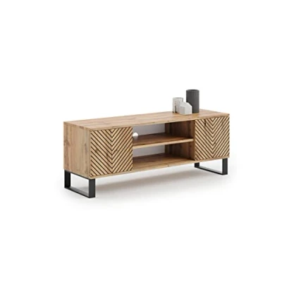 Afbeelding van Focus loft RTV kast 135 cm decor latten eiken ambacht