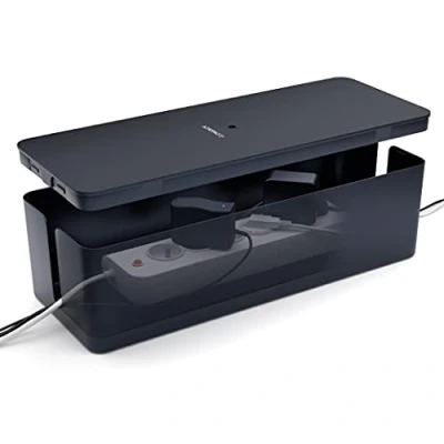 Afbeelding van ACROPAQ Kabelbox Medium Opbergbox stekkerdoos, Kabel organiser Zwart ACM002