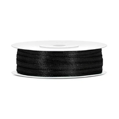 Afbeelding van Satijnlint, polyester, strik en geschenkverpakking, 6/12/25/38/50/100 mm x 25 m (maat 3 50 Kleur: Zwart)