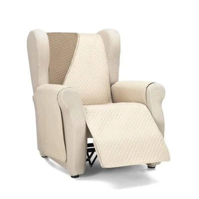 Afbeelding van Martina Home Diamond Bankovertrek, gewatteerd, omkeerbaar, beige/leer, 1 zits, relax