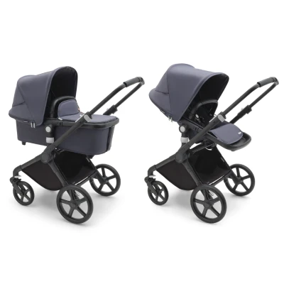 Afbeelding van Bugaboo Fox Cub All terrain Kinderwagen met Wieg en Stoel, Inklapbaar Zelfstaand, Stormy Blue