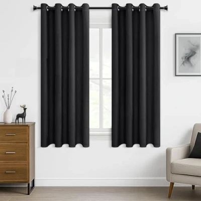 Afbeelding van MRTREES Thermisch Verduisteringsgordijn 140x160 cm Zwart Anti Warmtegordijn voor Kinderkamer Ruis Raamgordijn Keuken Meisjeskamer Kleedkamer Set van 2 met zeilringen