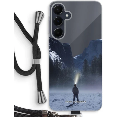 Afbeelding van Case Company® hoesje met Koord geschikt voor Samsung Galaxy A55 Wanderlust Telefoonhoesje Zwart Bescherming aan alle Kanten en Over de Schermrand