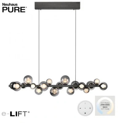 Afbeelding van PURE LED hanglamp E Popup, grijs, glas/metaal CCT 18 lichts.