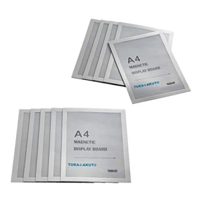 Afbeelding van TUKA i AKUT [10x] A4 Infoframe Magneetlijst met Zelfklevende Achterkant, Gemakkelijk Uitwisselbaare Magnetische Wissellijst voor Wanden/Deuren,Magneetdisplay Set van 10 Zilver Kleur TKD8400 10x