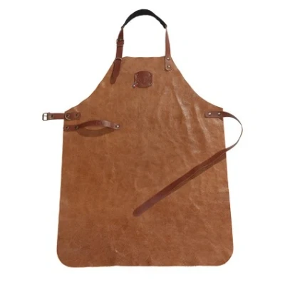 Afbeelding van Barbeque schort leer cognac