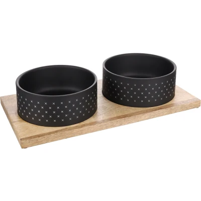 Afbeelding van Flamingo Nervo Duo Dinner Eet En Drinkpot Honden Eetpot Zwart Dia 17cm 2x1170ml 1st 139113