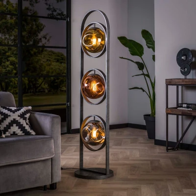 Afbeelding van Gilian vloerlamp 3L oud zilver