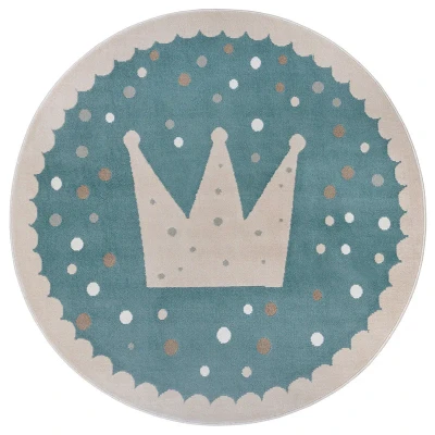Afbeelding van Rond Vloerkleed Kids Crown Blauw 123vloerkleed.nl is de online webshop voor vloerkleden en woonaccessoires.