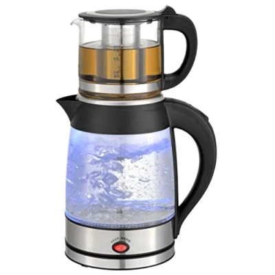 Afbeelding van Theewaterkoker, 100% BPA vrij, veiligheidsglas, antikalkfilter, 2200 W, oververhittingsbeveiliging, thee, theemachine, waterkoker, waterkoker