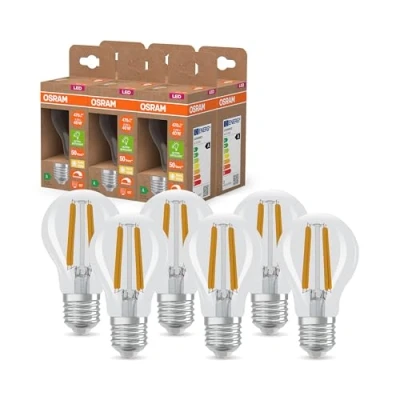Afbeelding van OSRAM de classe énergétique en forme d&#039;ampouclassique, 2,2 W / 470 lm, EEK A, lumière blanc chaud (2700 K), CRI 80, verre transparent sans plomb, culot E27, IP20, 60 mm DM, dim, 6 paquets