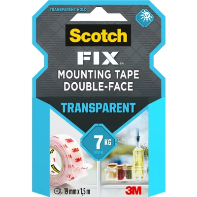Afbeelding van Dubbelzijdig plakband Scotch Transparant 19mmX1.5m