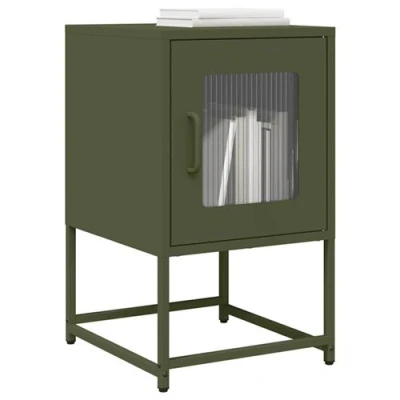 Image de vidaXL Table de chevet vert olive 36x39x60,5 cm acier laminé à froid853330