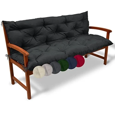 Afbeelding van Beautissu Tuinbank kussen Flair BR kussens voor tuinmeubelen 100 x 50 cm grafiet grijs zitkussen en rugkussen