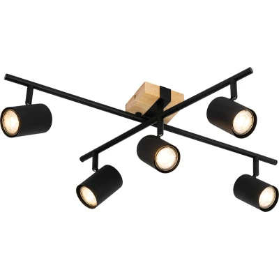 Afbeelding van QAZQA jeana Moderne Plafondspot Spotje Opbouwspot 5 lichts L 62 cm Naturel Industrieel Woonkamer Slaapkamer Keuken