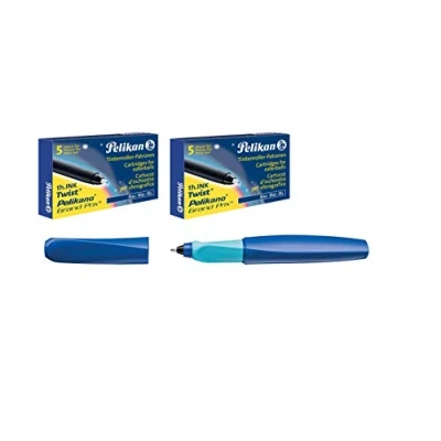 Afbeelding van Pelikan 814782 Twist Deep Blue rollerball met 2 inktpatronen, diepblauw + patronen