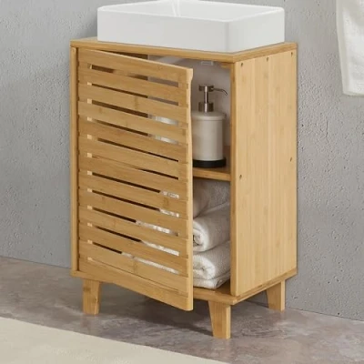 Afbeelding van Bamboe wastafelonderkast Iveland 60x40x30 cm houtkleurig