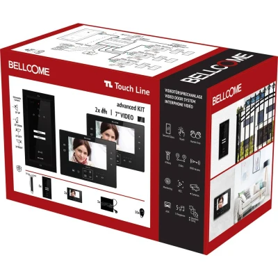 Afbeelding van Bellcome Advanced 7 Video Kit 2 Familie Complete set voor deurintercom Kabelgebonden 14 delig Zwart