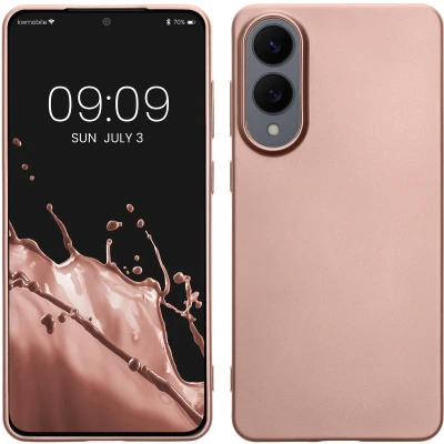 Afbeelding van kwmobile telefoonhoesje geschikt voor Samsung Galaxy S25 Edge Hoesje smartphone Back cover in metallic roségoud