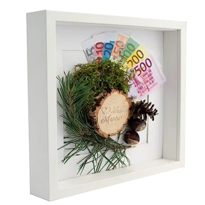 Afbeelding van 28 x cm 3D box fotolijst met passe partout, 20 cm, wit
