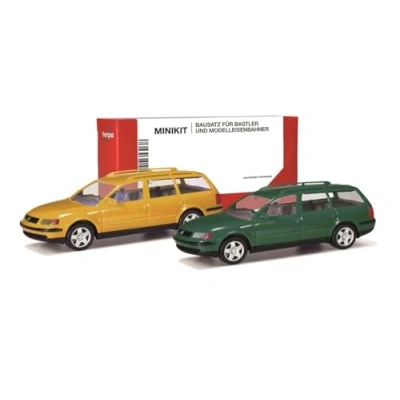 Afbeelding van Herpa 012249 007 H0 Auto Volkswagen Passat variant B5, honinggeel en mosgroen
