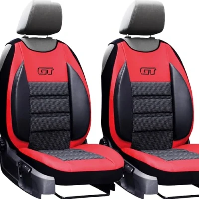 Afbeelding van moto MOLTICO Beschermhoezen voor autostoelen, universele maat, eco leer, hoes bestuurdersstoel, autostoelbekleding, autostoelmatten, rood