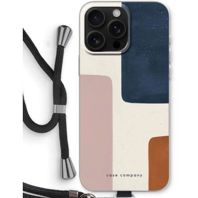 Afbeelding van Case Company® hoesje met Koord geschikt voor iPhone 16 Pro Max Geo #5 Telefoonhoesje Zwart Bescherming aan alle Kanten en Over de Schermrand