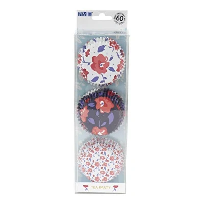 Afbeelding van PME Cupcake Vormpjes Papier met Folie Tea Party pk/60 Baking Cups