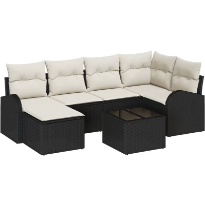 Afbeelding van vidaXL 6 delige tuinsofa set met kussens bruin poly rattan