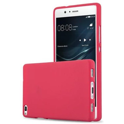Afbeelding van Cadorabo Hoesje geschikt voor Huawei P8 in FROST ROOD Beschermhoes gemaakt van flexibel TPU silicone Case Cover