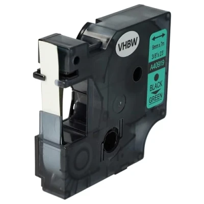 Afbeelding van vhbw Vervangingsband voor Dymo 40919, D1 labelprinter 9 mm, zwart op groen