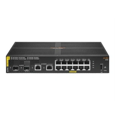Image de HPE Aruba 6100 12G Class4 PoE 2G/2SFP+ 139W Switch Commutateur Géré 12 x 10/100/1000 (PoE+) + 2 1 Gigabit / 10 SFP+ 1000Base T Montable sur rack PoE+ (139 W)