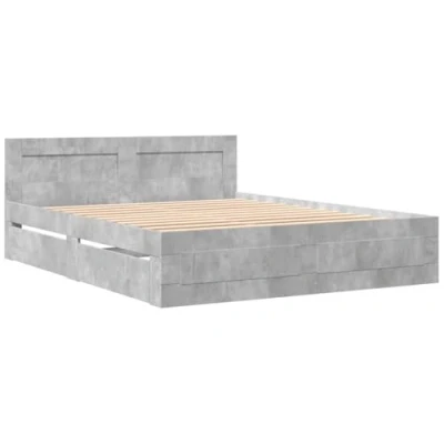 Image de vidaXL Cadre de lit avec tête gris béton 160x200 cm