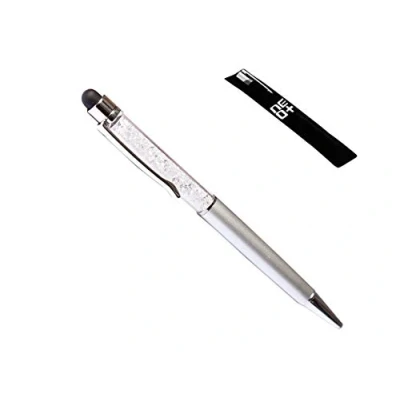 Afbeelding van KWALITEIT 2 in 1 capacitieve touchscreen stylus en balpen met Swarovski kristallen. GRATIS PEN OPLADEN (ZILVER)