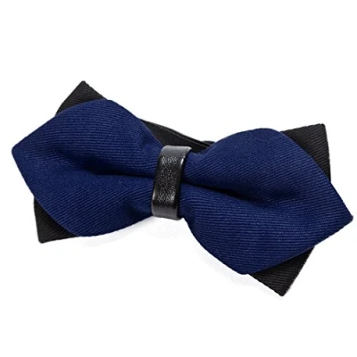 Afbeelding van DonDon Kanten vlinderdas voor heren in retrolook met haken, voorgeknoopt en lengte verstelbaar, Donkerblauw