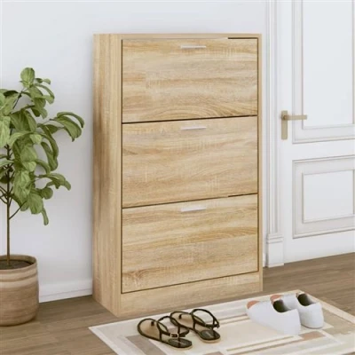 Afbeelding van Schoenenkast 63x24x103 cm bewerkt hout sonoma eikenkleurig