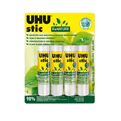 Afbeelding van UHU Stic ReNATURE Lijmstiften zonder oplosmiddel, wit, 4 stuks à 21 g