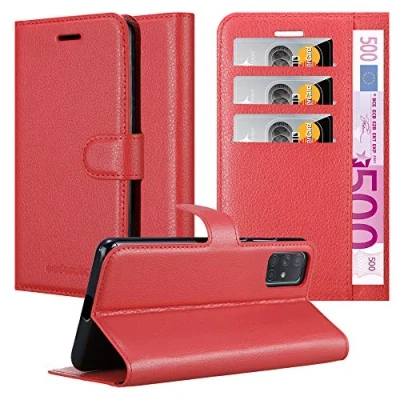 Afbeelding van Cadorabo Hoesje geschikt voor Samsung Galaxy A71 5G in KARMIJN ROOD Beschermhoes met magnetische sluiting, standfunctie en kaartvakje Book Case Cover Etui