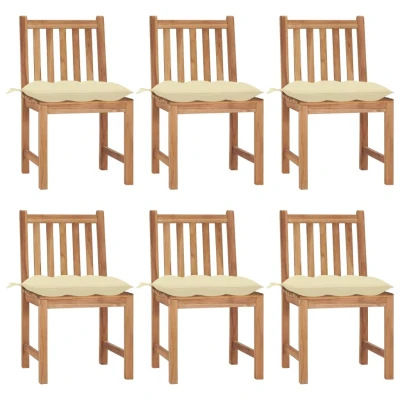 Afbeelding van Tuinstoelen 6 st met kussens massief teakhout