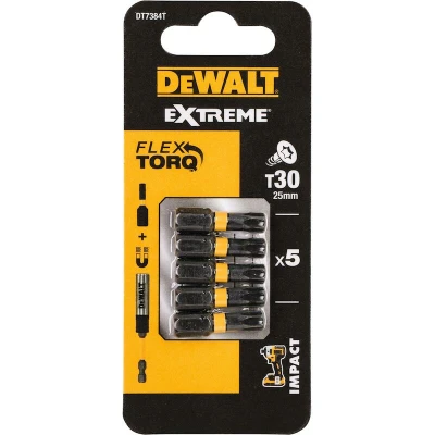 Afbeelding van DeWALT DT7384T Extreme Impact Torsion Schroefbits T30 25mm 5 Stuks