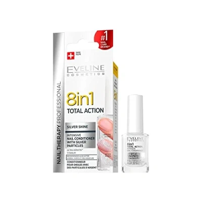 Afbeelding van Eveline Cosmetics Nail Therapy Professional 8w1 Total Action Silver Shine Skoncentrowana Od?ywka Do Paznokci Z Drobinkami Srebra 12ml