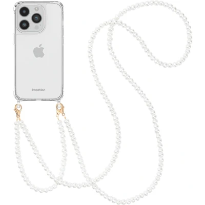 Afbeelding van imoshion Hoesje Geschikt voor iPhone 14 Pro Max met koord Backcover + armband Parels 2.0 transparant