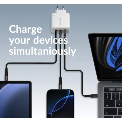 Afbeelding van Mobilize Wall Charger 2x USB C + 1x GaN 65W with PD/PPS White