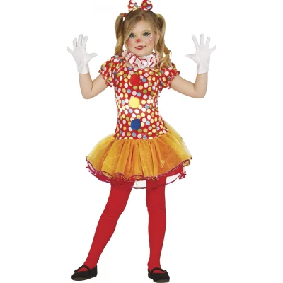 Afbeelding van Fiestas Guirca Clownsjurk Meisjes Polyester Rood Mt 7 9 Jaar